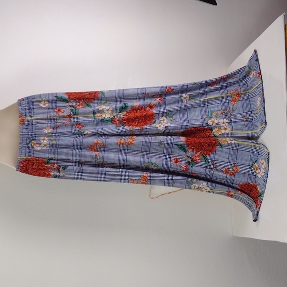 ♥Bundle Only♥️ Houndstooth Plaid Floral Graphic Palazzo Slip On High Rise - Picture 6 of 9